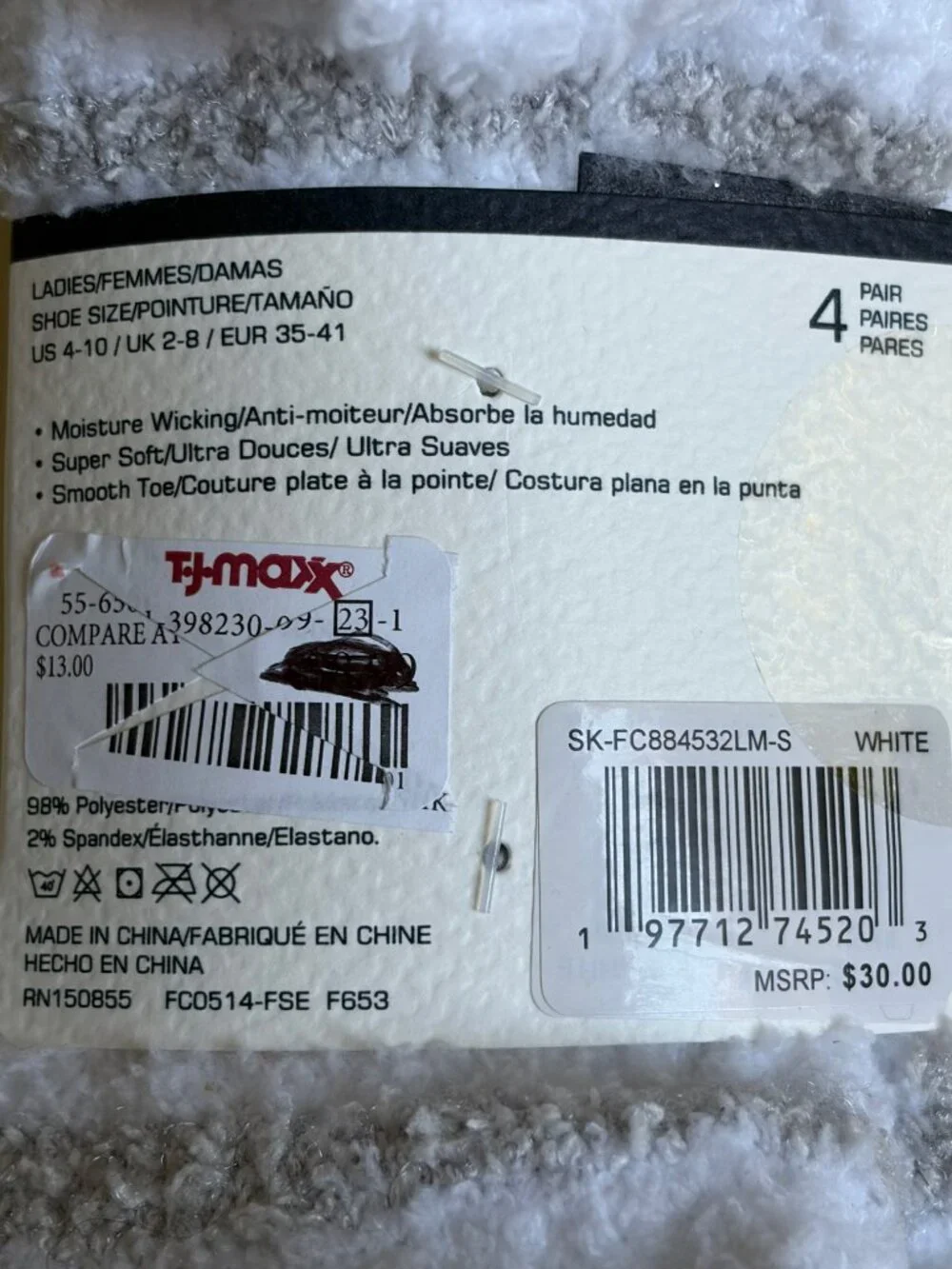 NWT French Connection Cozy Socks (Set of 4) (Grey & White)